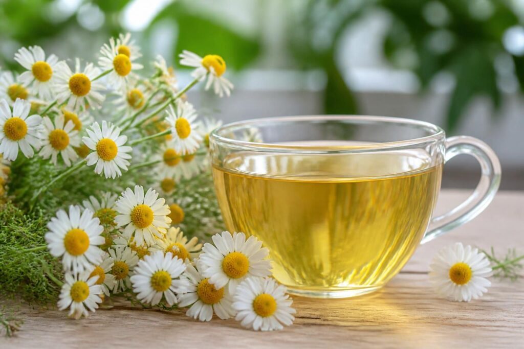 découvrez les bienfaits apaisants de la camomille matricaire en infusion, idéale pour favoriser la détente et améliorer votre bien-être au quotidien.