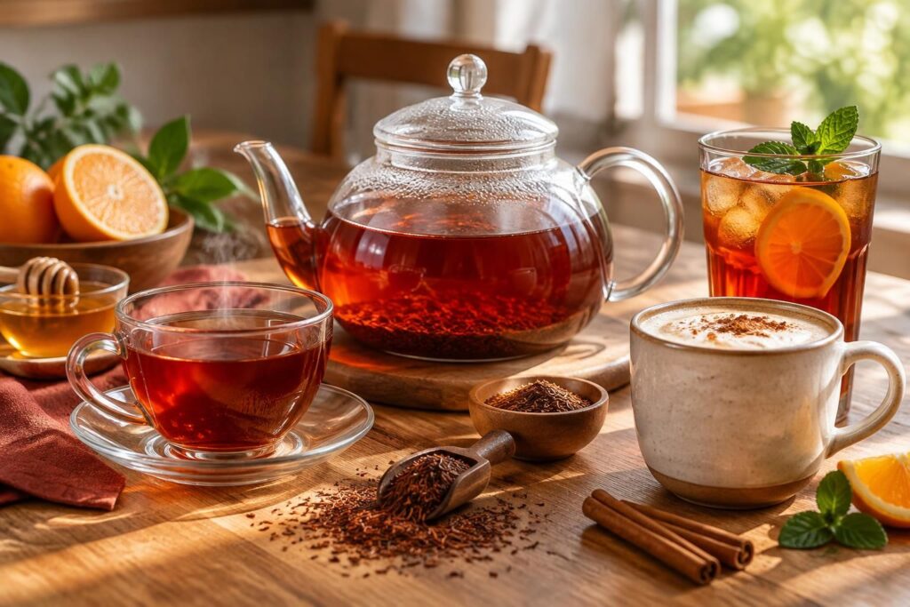 découvrez comment préparer le rooibos et explorez ses variantes : nature, glacé ou parfumé, pour savourer cette infusion sans théine.